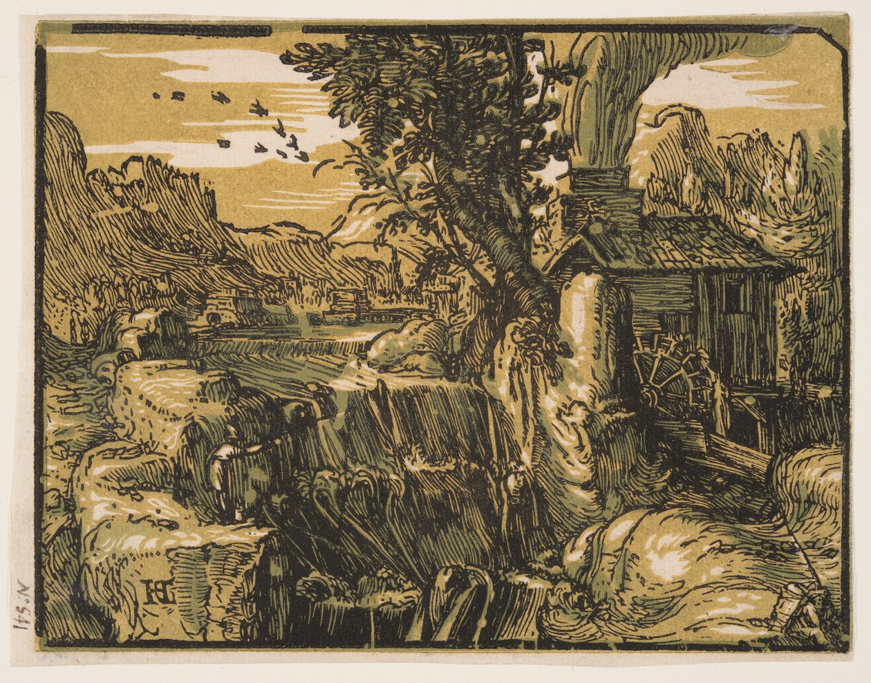 Tájkép vízeséssel alkotó: Hendrick Goltzius