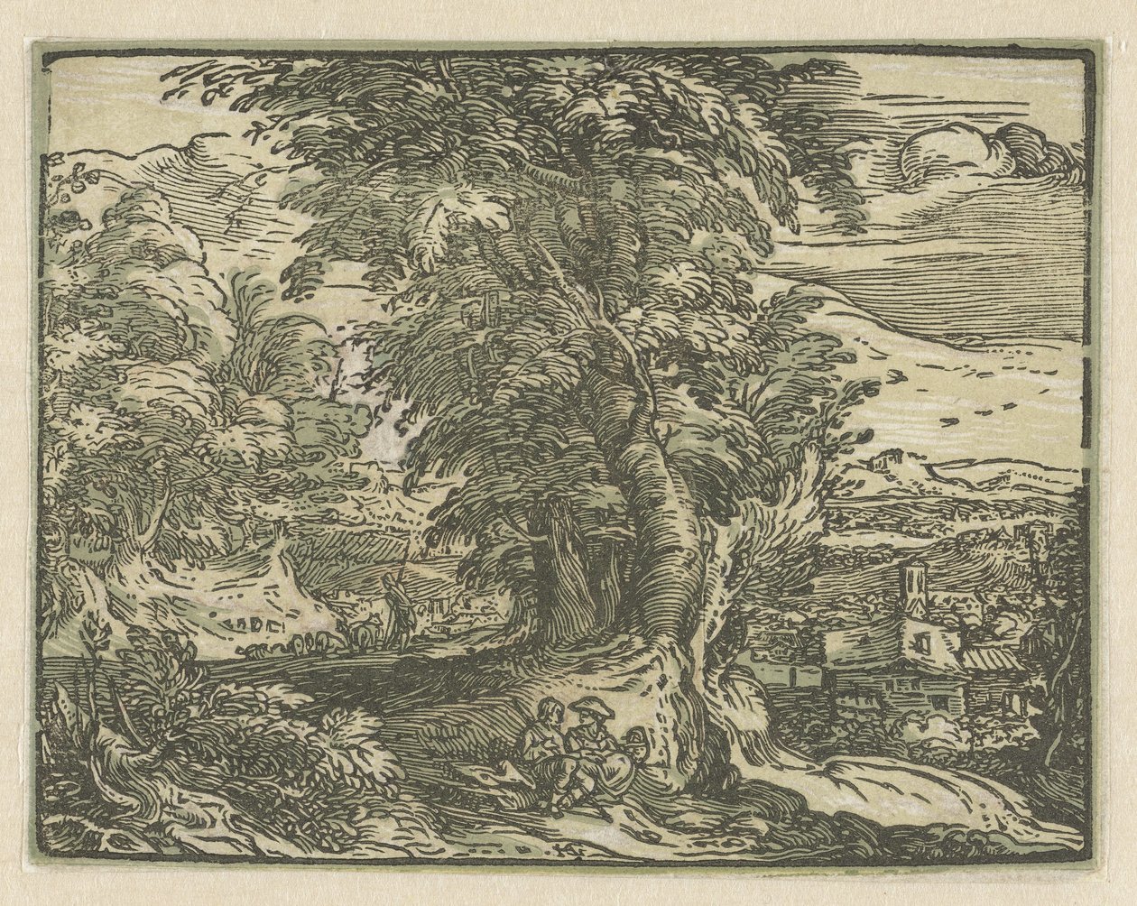 Táj ülő párral Négy kis tájkép (sorozat címe) alkotó: Hendrick Goltzius