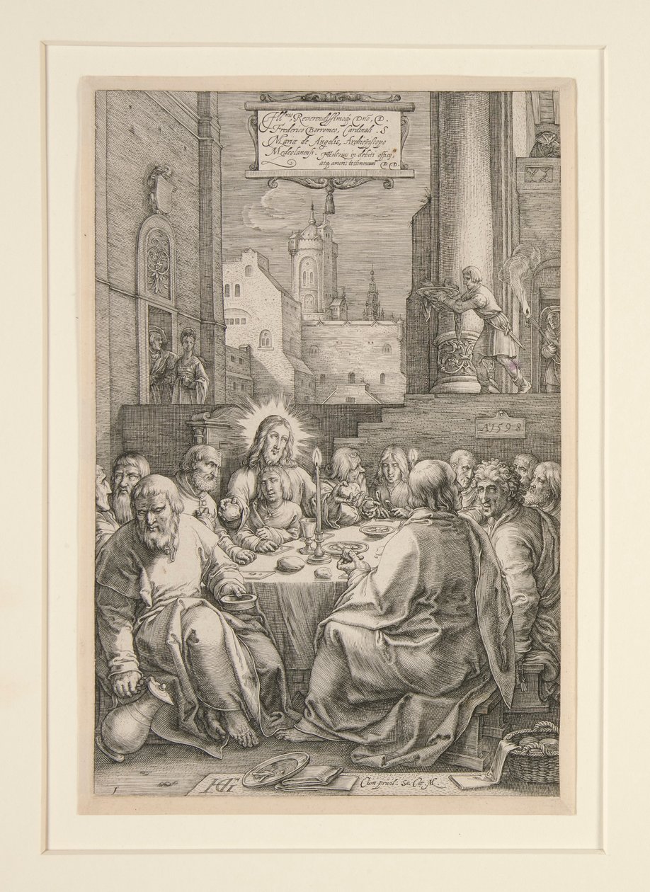 Utolsó vacsora, A szenvedélyből, 1. szám, 12 metszetből álló sorozatban alkotó: Hendrick Goltzius