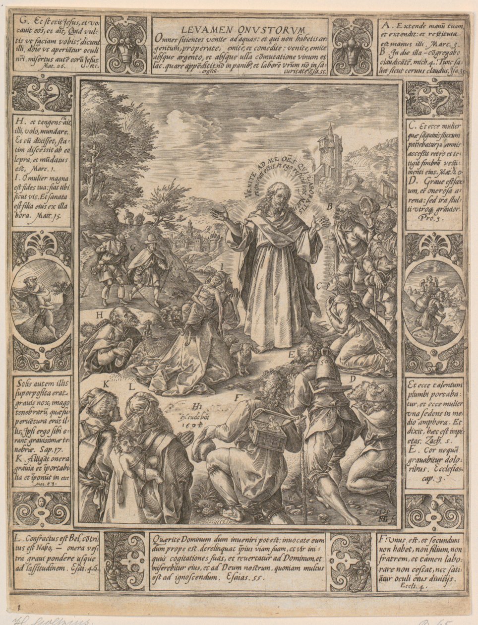 Levamen Onustrorum, 1. lap a „A keresztény hit allegóriái” sorozatból alkotó: Hendrick Goltzius
