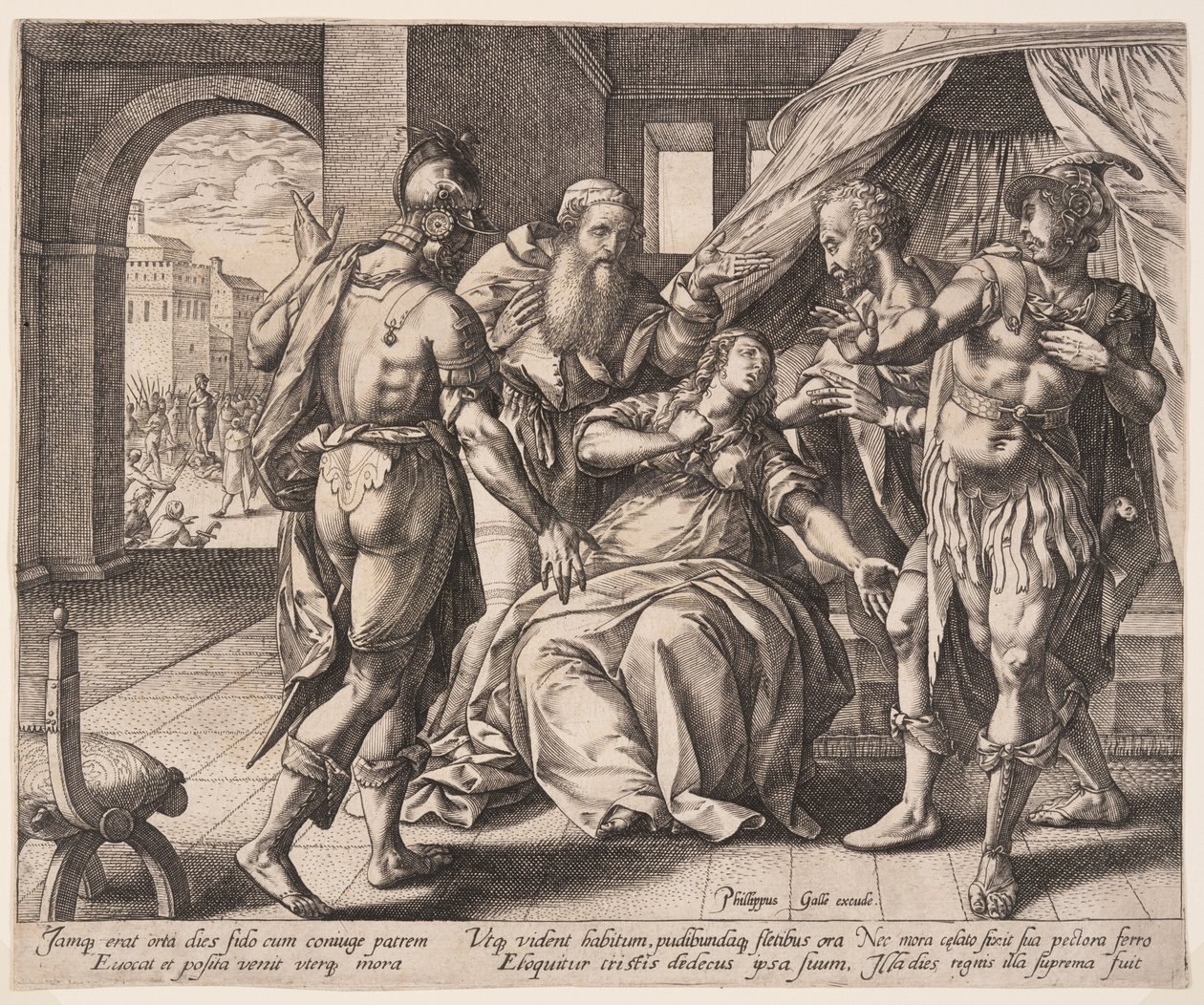 Lucretia megöli magát, a Lucretia történetéből alkotó: Hendrick Goltzius
