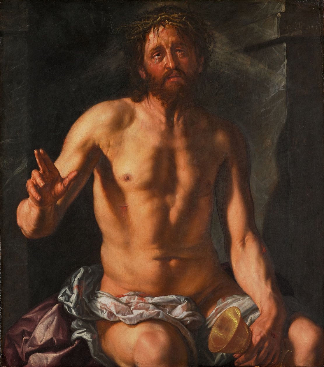 Fájdalmak férfia kehellyel (Krisztus mint Megváltó) alkotó: Hendrick Goltzius