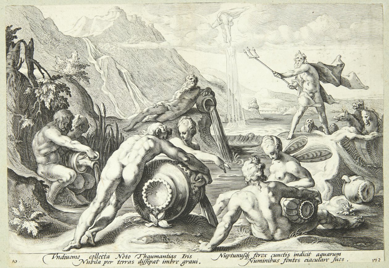 A Neptunusz az emberiség megsemmisítését tervezi alkotó: Hendrick Goltzius