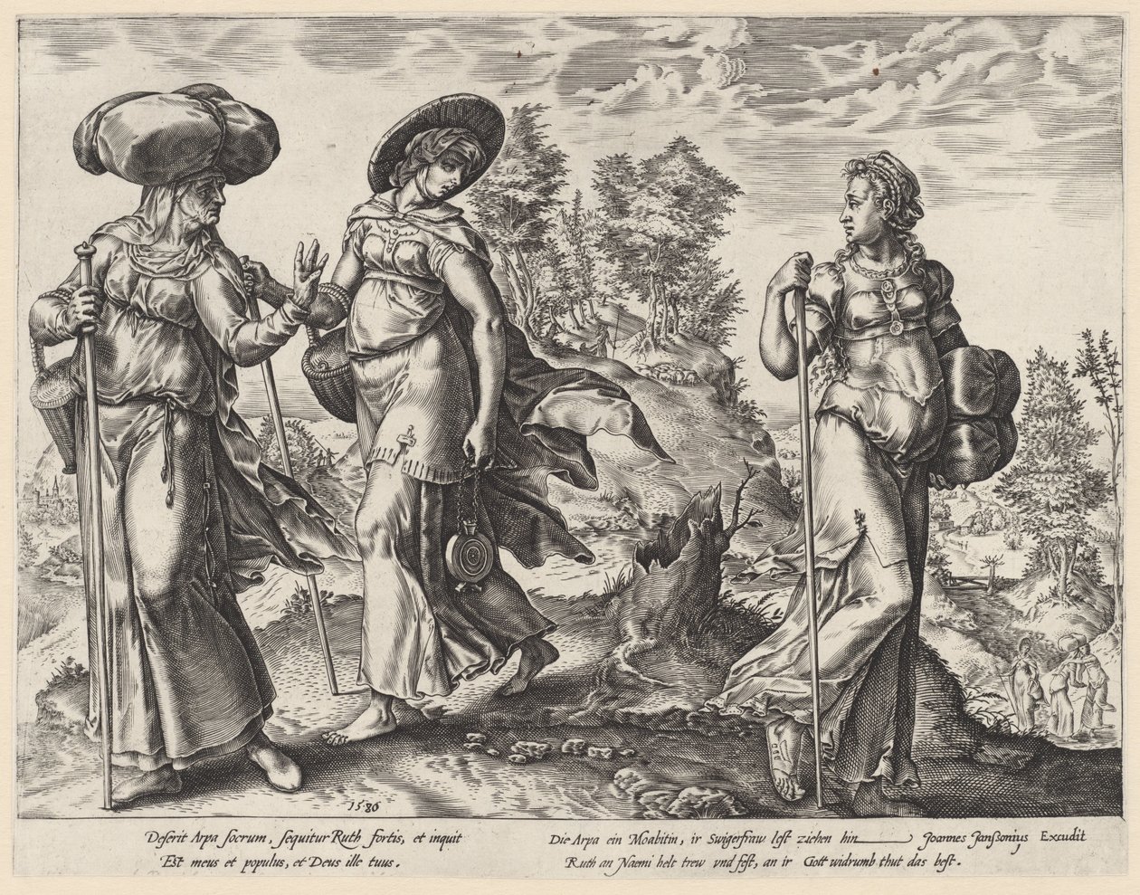 Orpa elhagyja Naomit és Ruthot Ruth története (sorozat címe) alkotó: Hendrick Goltzius