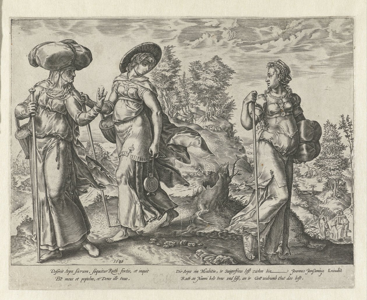 Orpa elhagyja Naomit és Ruthot Ruth története (sorozat címe) alkotó: Hendrick Goltzius