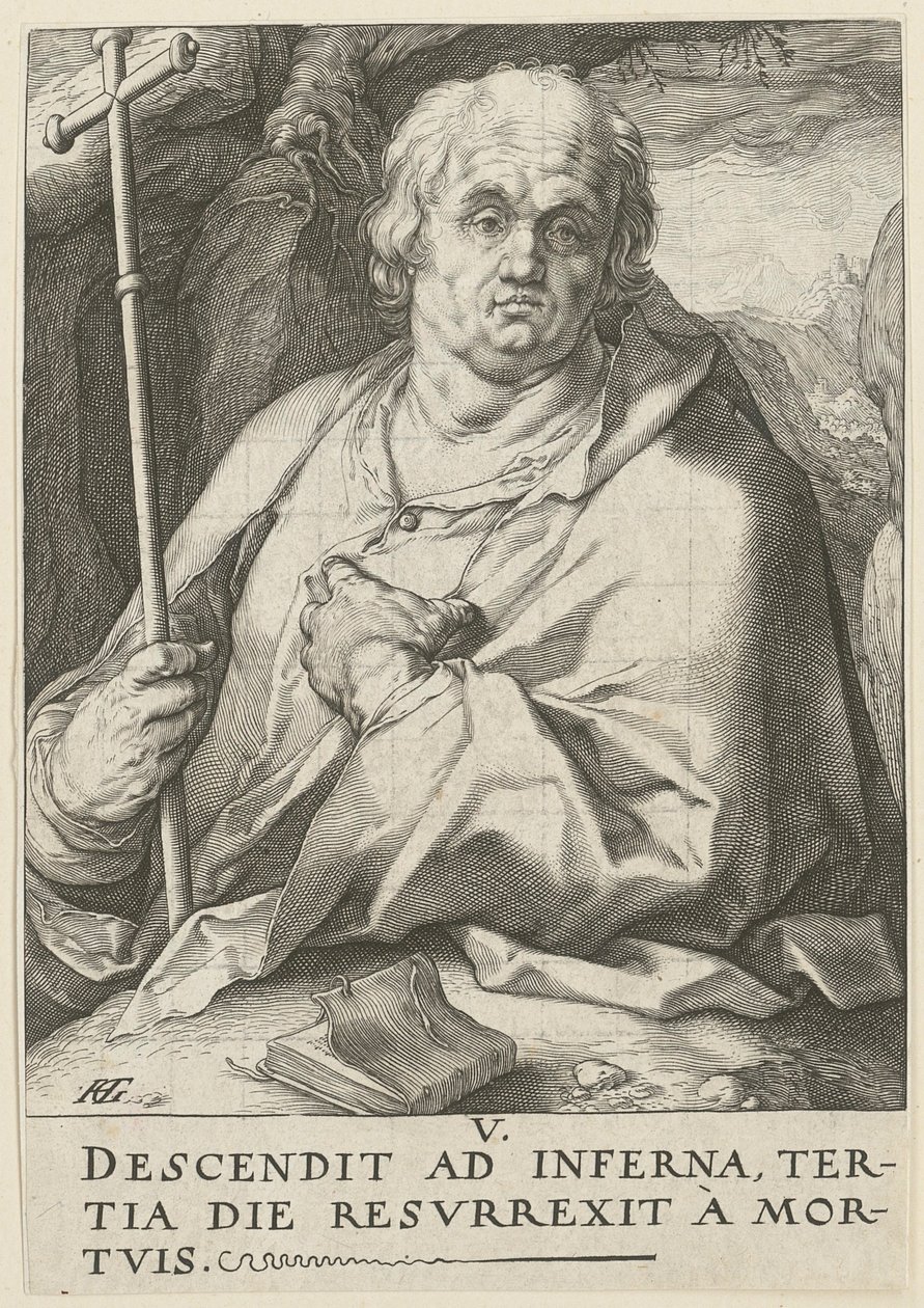 Filippus, az „Krisztus, a tizenkét apostol és Pál” sorozat 5. lapja alkotó: Hendrick Goltzius