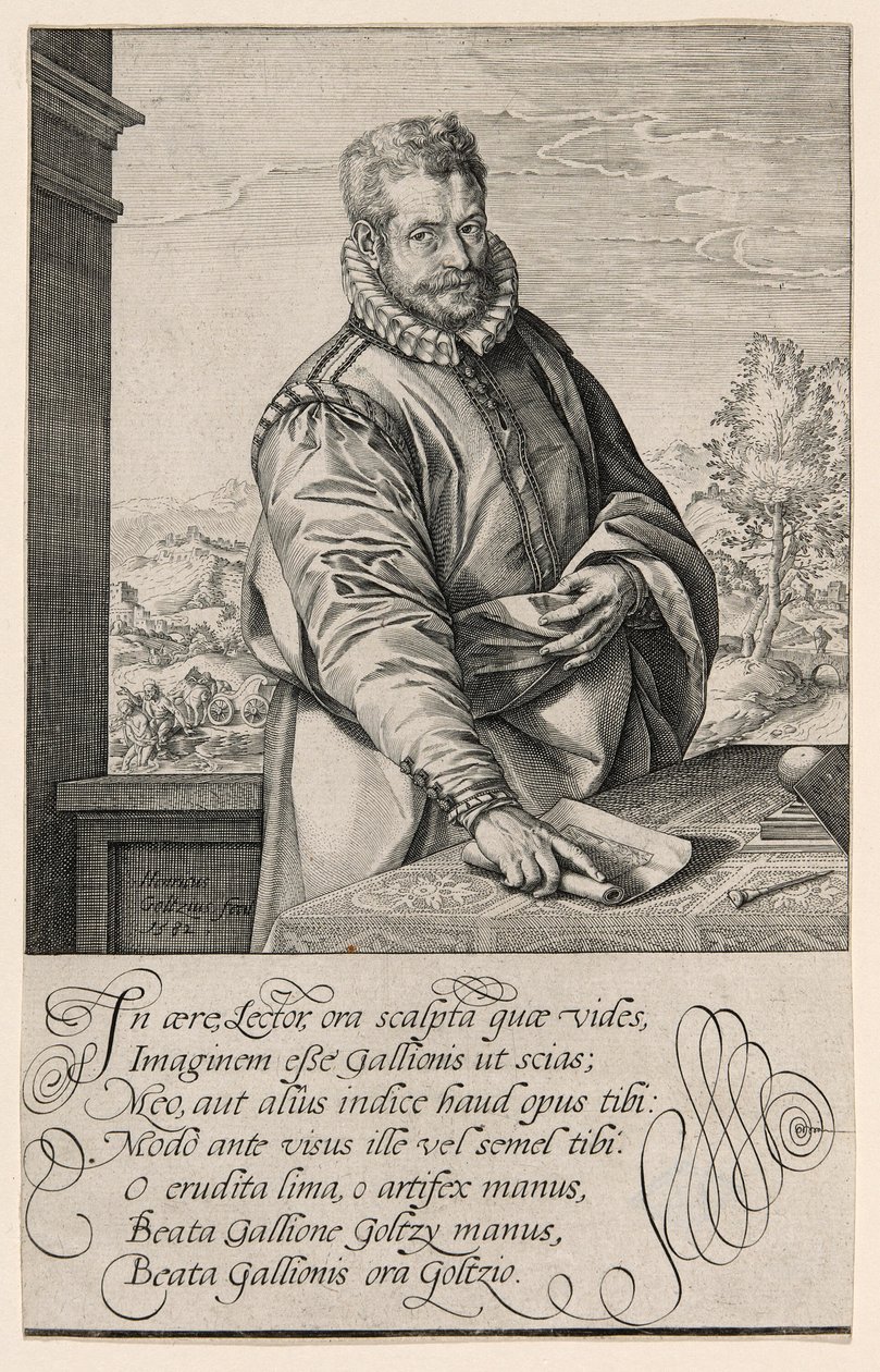 Philips Galle (1537-1612), Coornhert tanítványa Haarlemből, metsző és kiadó Antwerpenben 1570-től; Az eunuch keresztsége a háttérben balra alkotó: Hendrick Goltzius