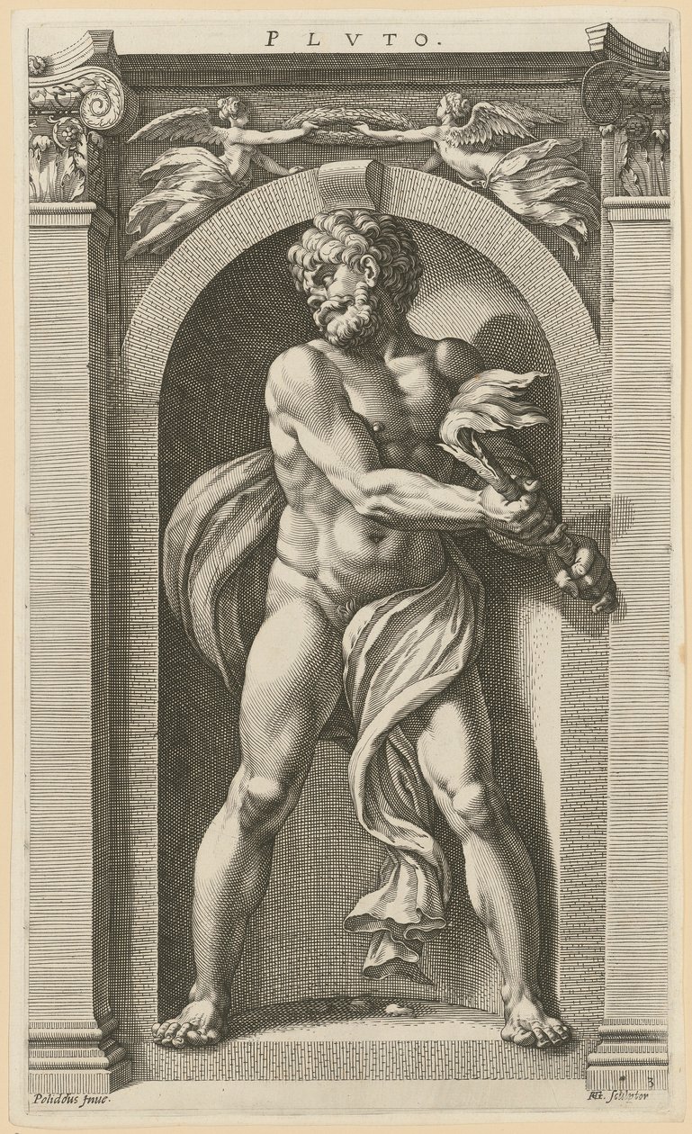 Plútó, a „Nyolc ókori istenség” sorozat 3. lapja alkotó: Hendrick Goltzius