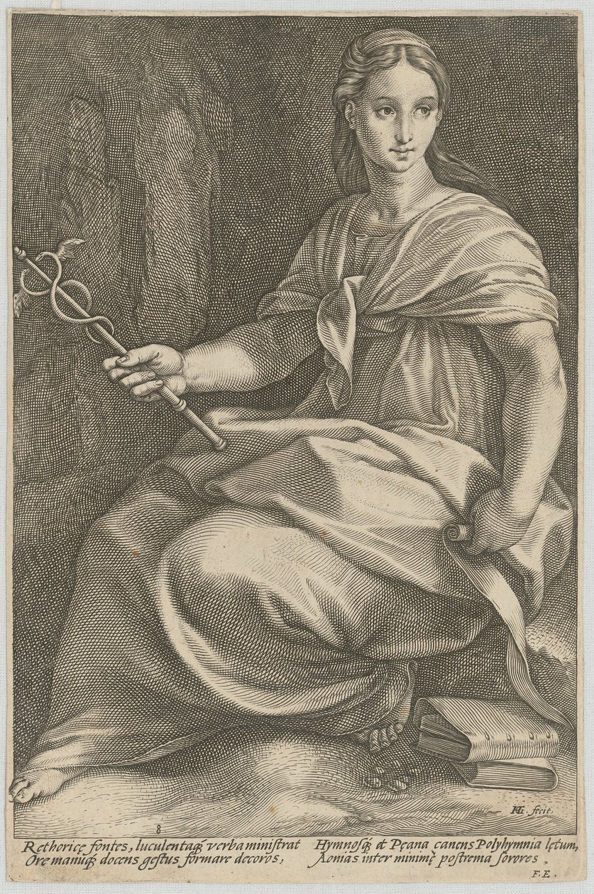 Polühümnia, a „Kilenc múzsa” sorozat 8. lapja alkotó: Hendrick Goltzius
