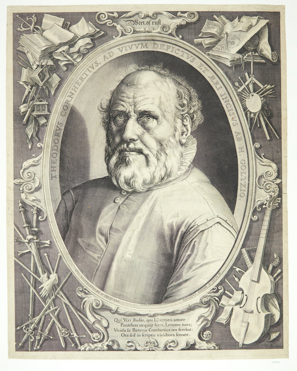 Dirck Volkertsz Coornhert portréja alkotó: Hendrick Goltzius