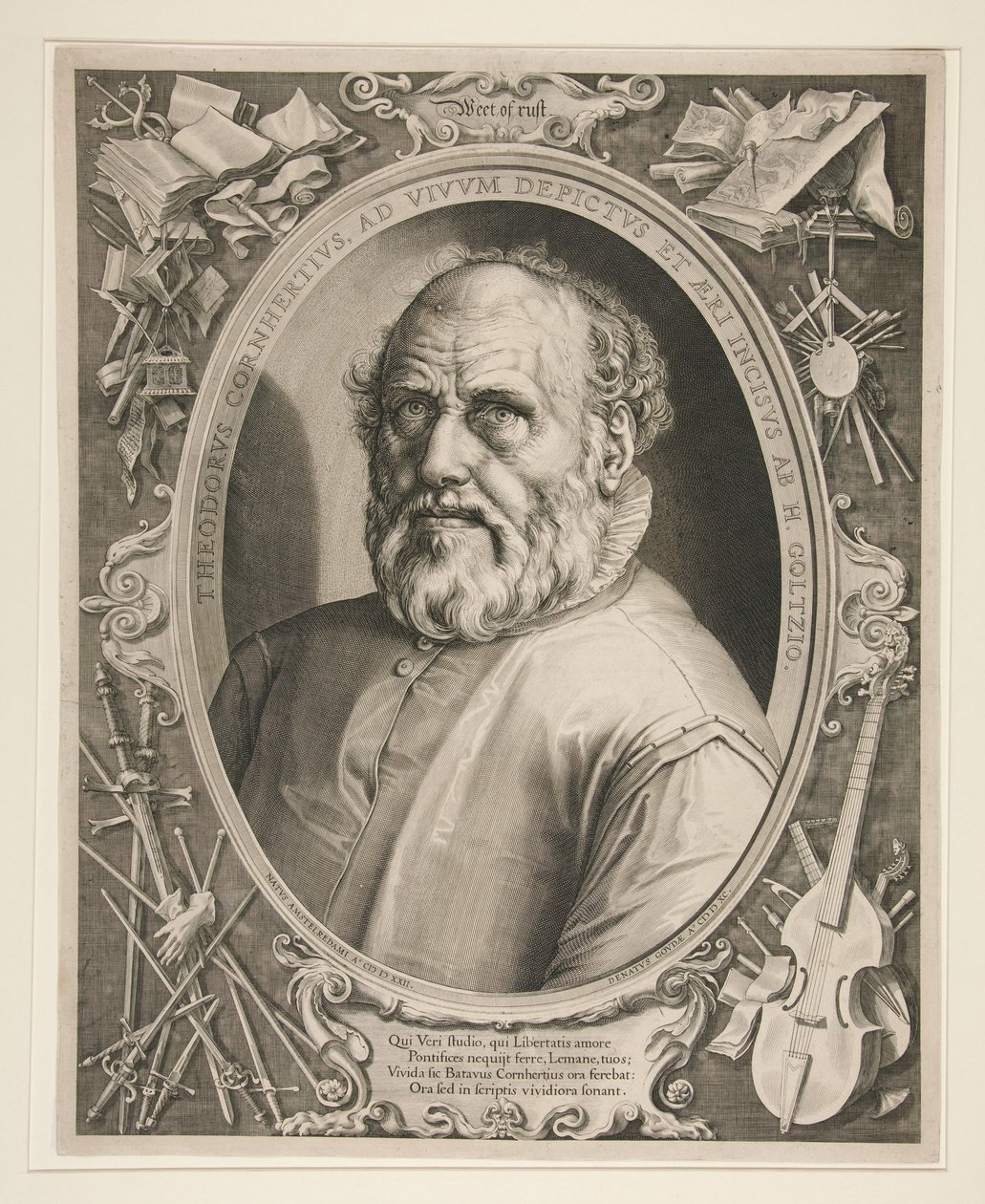 Dirck Volckertszoon Coornhert portréja alkotó: Hendrick Goltzius