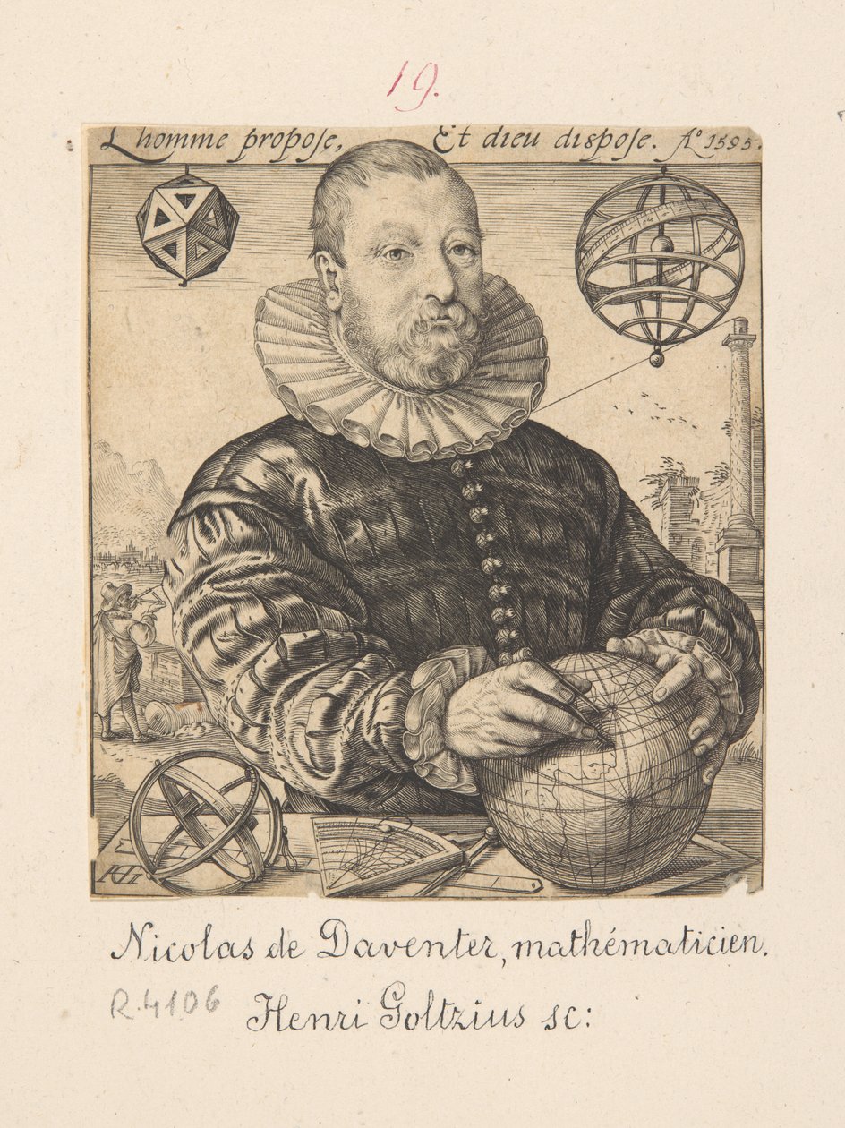 Nicolaus Petri Daventriensis, valójában Claes Pietersz van Deventer, 1540 körül-1602 - matematikus és csillagász portréja alkotó: Hendrick Goltzius