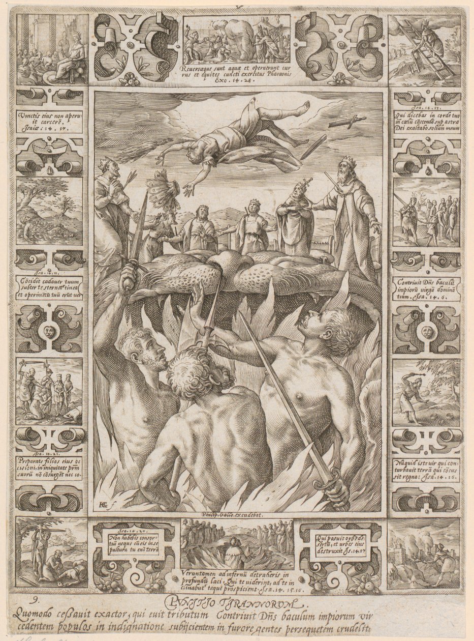 Punitio tirannorum, a „A keresztény hit allegóriái” sorozat 9. lapja alkotó: Hendrick Goltzius