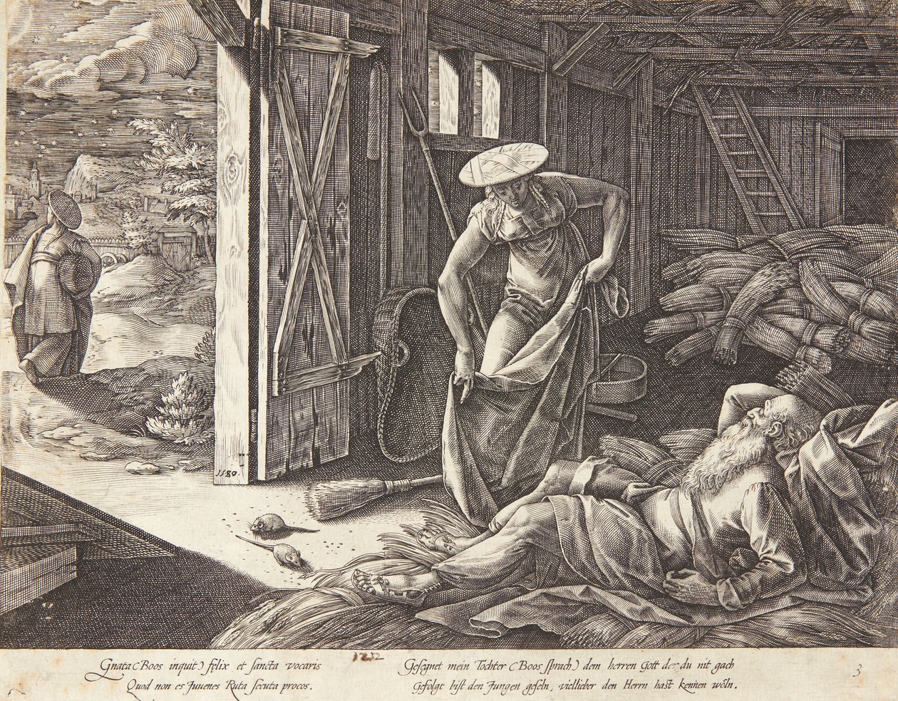 Ruth és Boáz a szérűn alkotó: Hendrick Goltzius