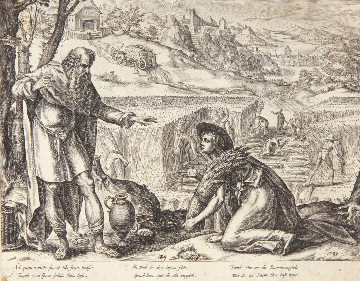 Ruth kalászokat gyűjt Boáz földjein alkotó: Hendrick Goltzius