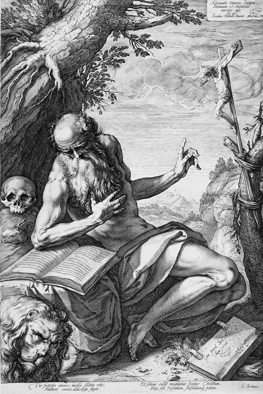 Szent Jeromos a sivatagban alkotó: Hendrick Goltzius