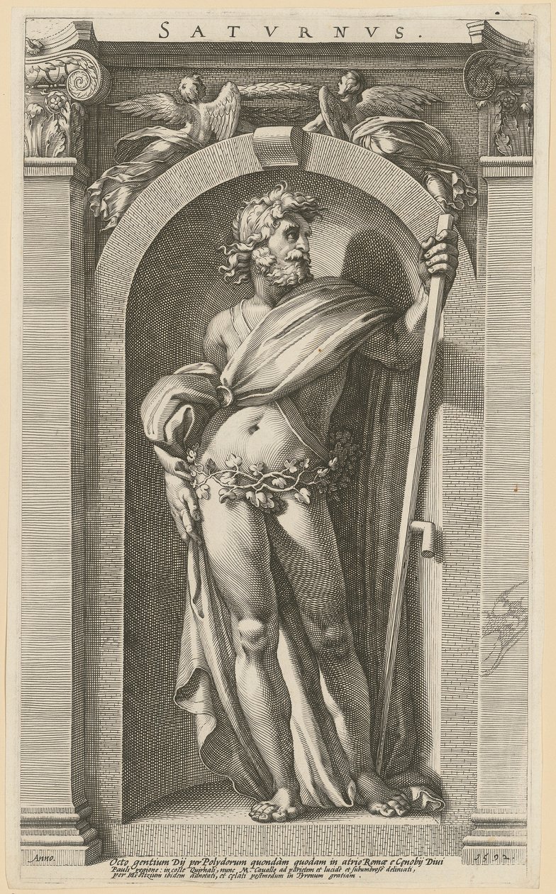 Szaturnusz, az „Nyolc antik istenség” sorozat 1. lapja alkotó: Hendrick Goltzius