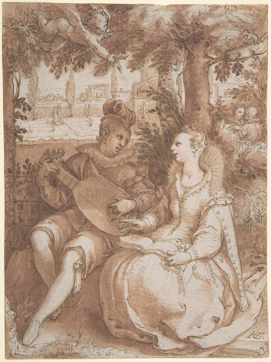 Tavasz, ugyanazon témáról készült metszethez készült vázlat alkotó: Hendrick Goltzius