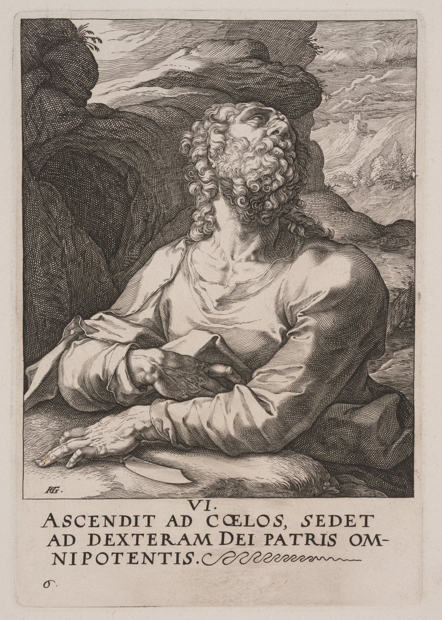 Szent Bertalan, Krisztus, az apostolok és Szent Pál a hitvallásról alkotó: Hendrick Goltzius