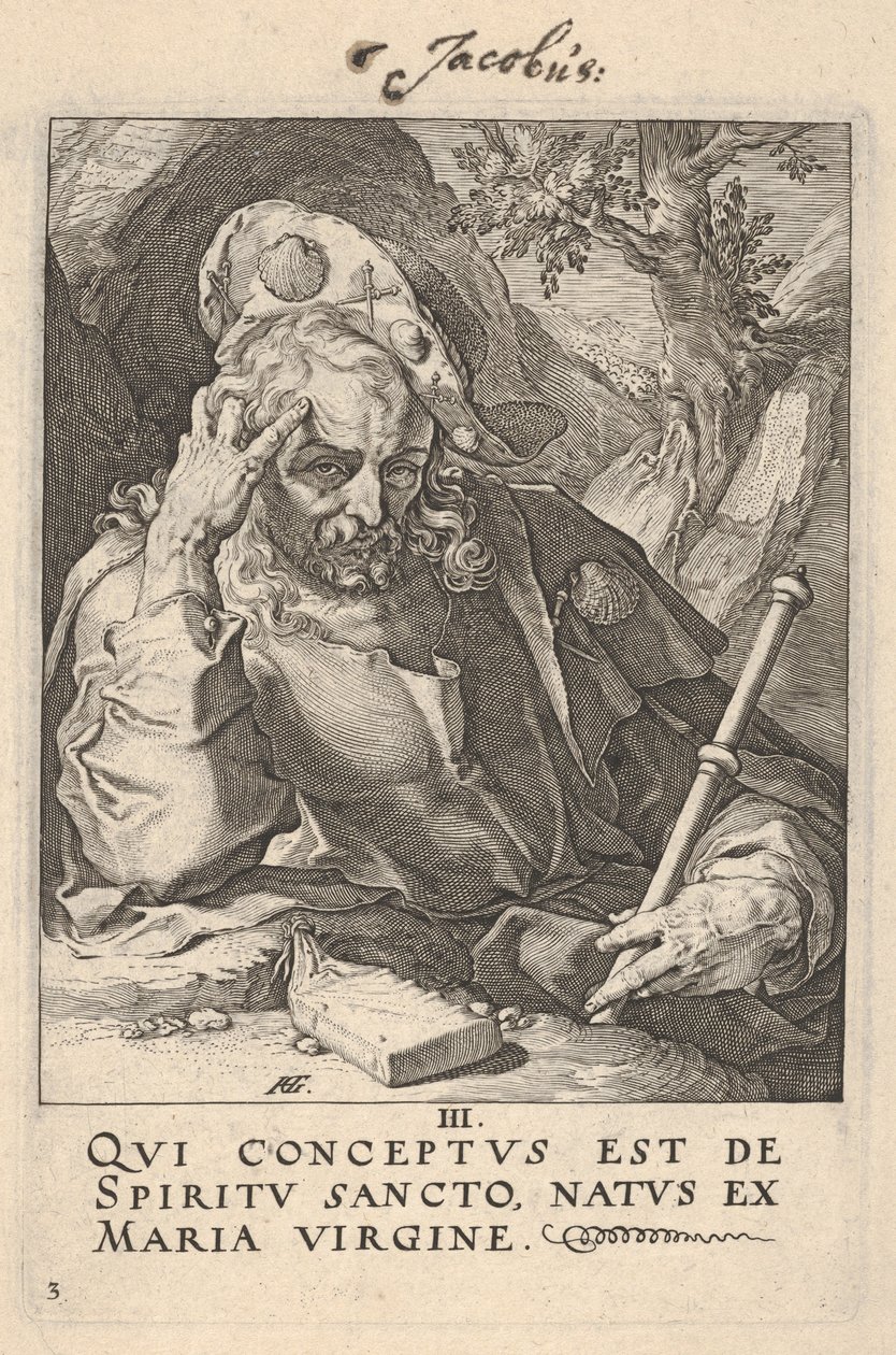 Nagy Szent Jakab, a „Krisztus, az apostolok és Szent Pál a hitvallással” című műből alkotó: Hendrick Goltzius