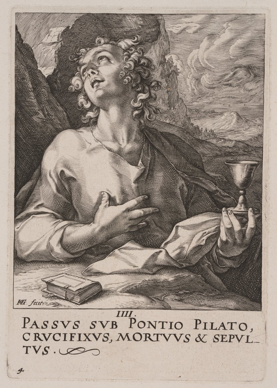 Szent János, Krisztustól, az apostoloktól és Szent Páltól a Hitvallással együtt. alkotó: Hendrick Goltzius
