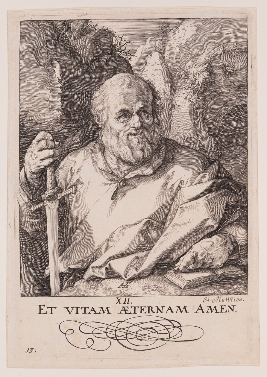 Szent Mátyás, Krisztus, az apostolok és Szent Pál a hitvallással alkotó: Hendrick Goltzius