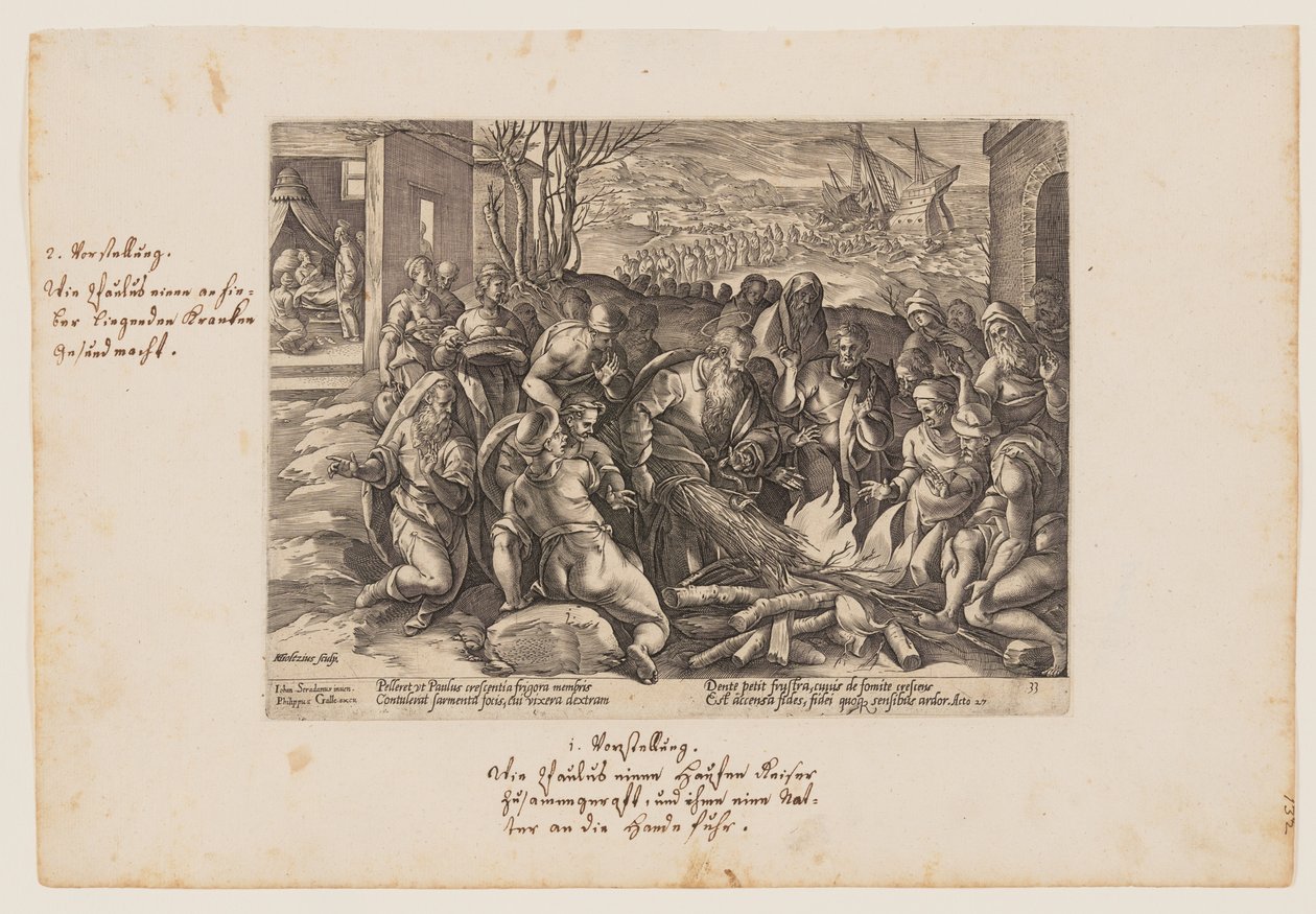 Szent Pál, akit megharapott a vipera, az Acta Apostolorumból (Apostolok cselekedetei) alkotó: Hendrick Goltzius
