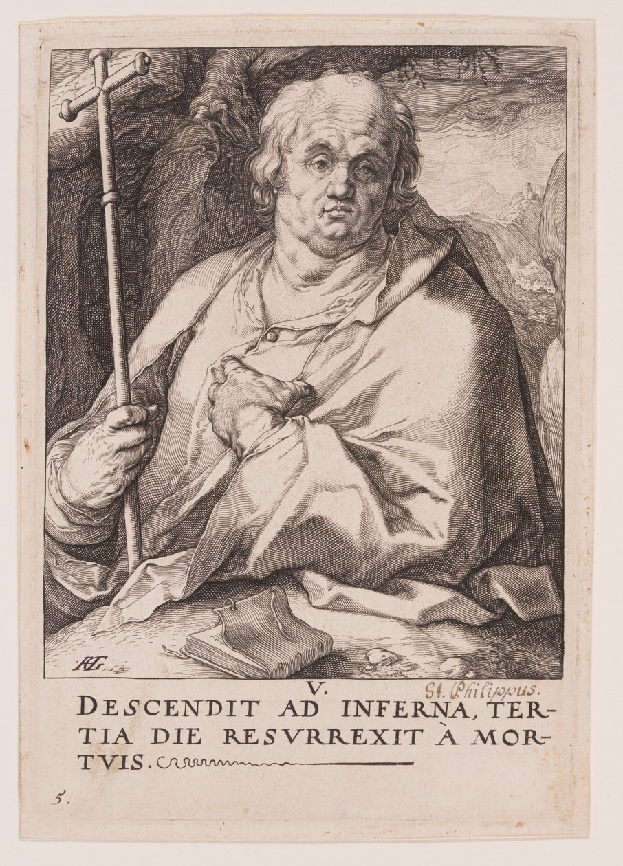 Szent Fülöp, Krisztustól, az apostoloktól és Szent Páltól a Hitvallással együtt. alkotó: Hendrick Goltzius