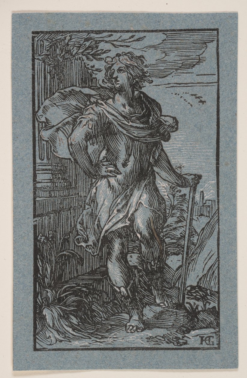 Álló fiatalember bottal alkotó: Hendrick Goltzius