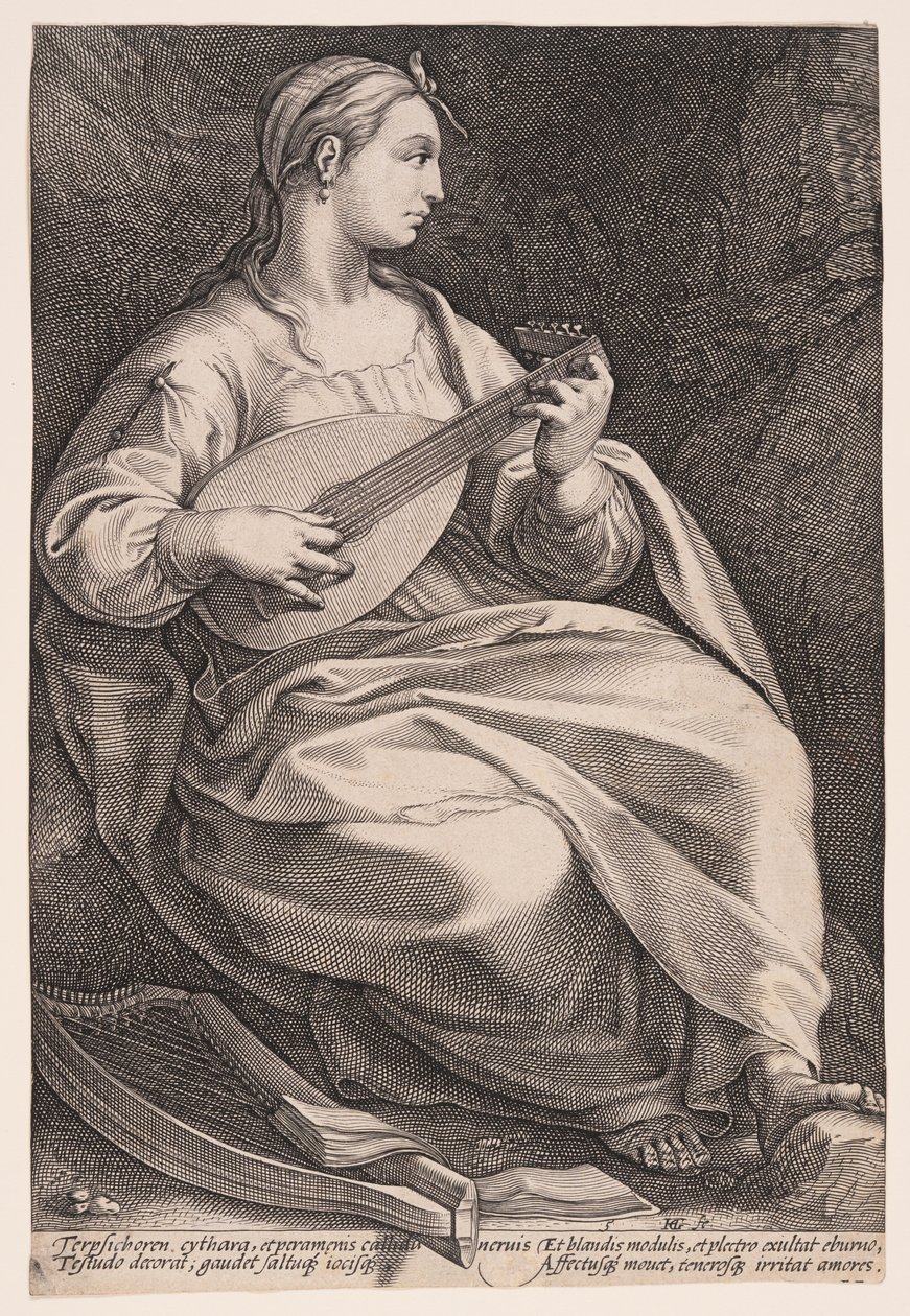Terpsichore, a tánc múzsája, a Kilenc múzsából alkotó: Hendrick Goltzius