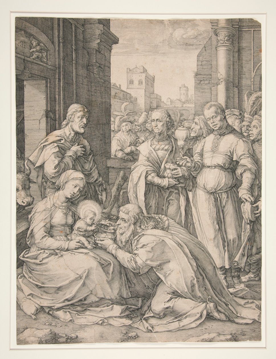 A mágusok imádása, a Krisztus születése és korai élete című sorozatból alkotó: Hendrick Goltzius
