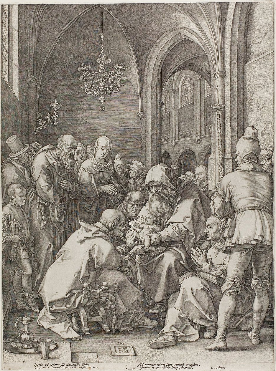 A körülmetélés, negyedik tábla Krisztus születése és korai élete című könyvéből alkotó: Hendrick Goltzius