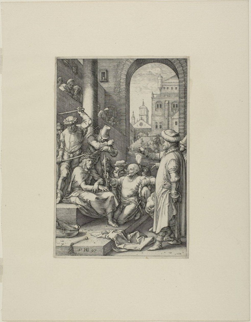 A töviskoronázás, hetedik lemez Krisztus szenvedéséből alkotó: Hendrick Goltzius