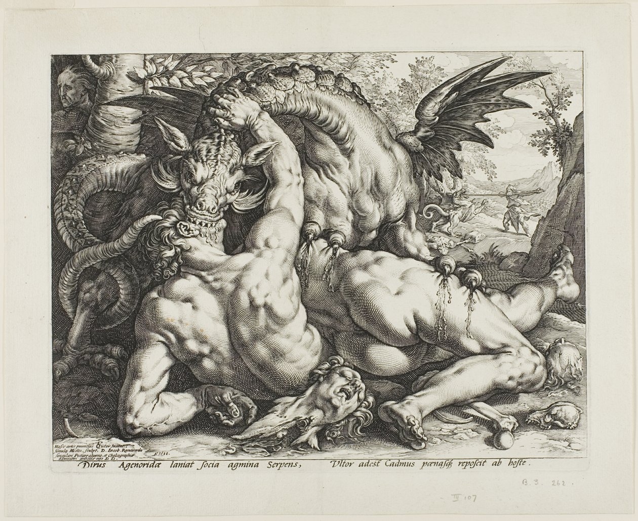 A sárkány felfalja Kadmusz társait alkotó: Hendrick Goltzius