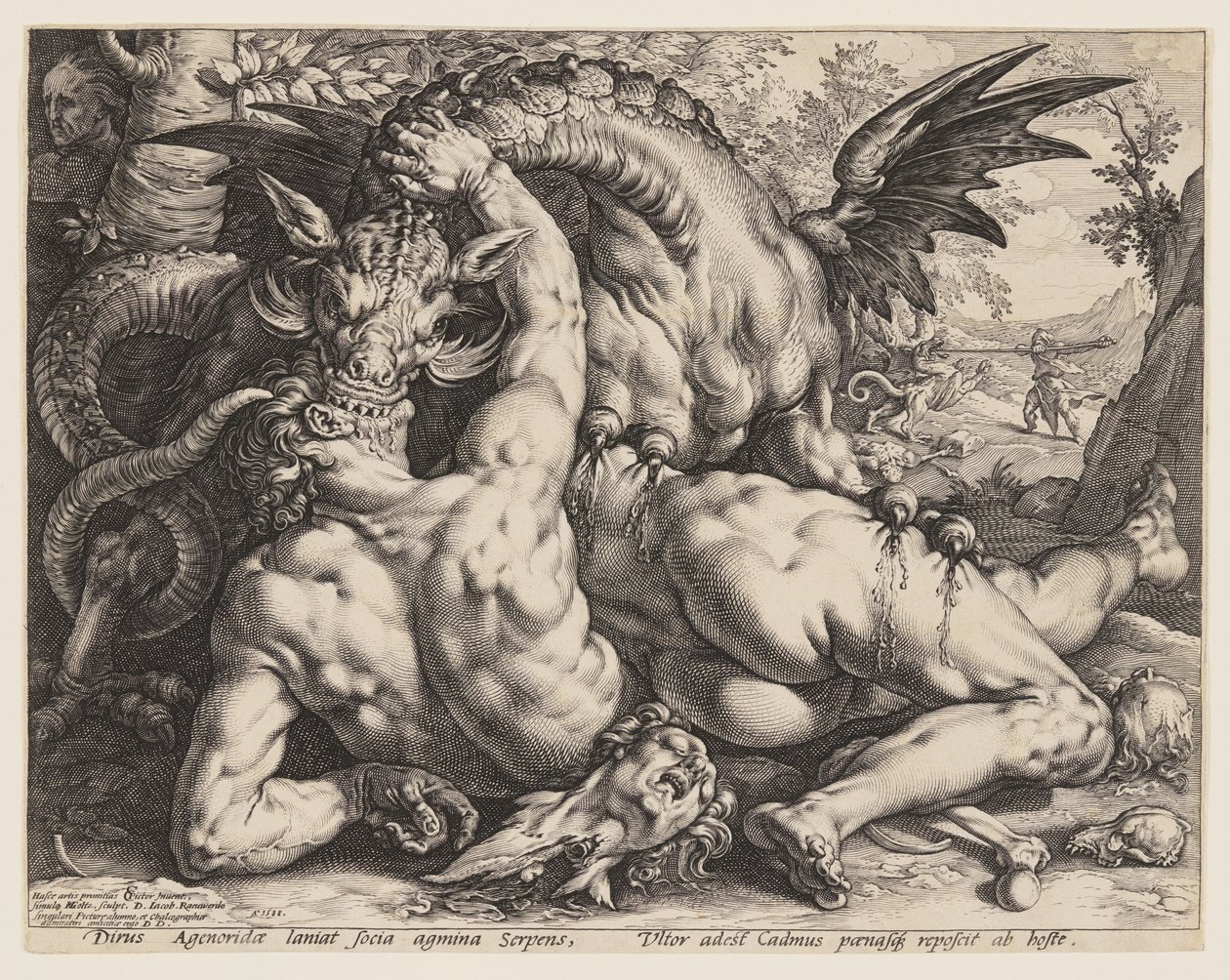 A Kadmosz társait felfaló sárkány alkotó: Hendrick Goltzius