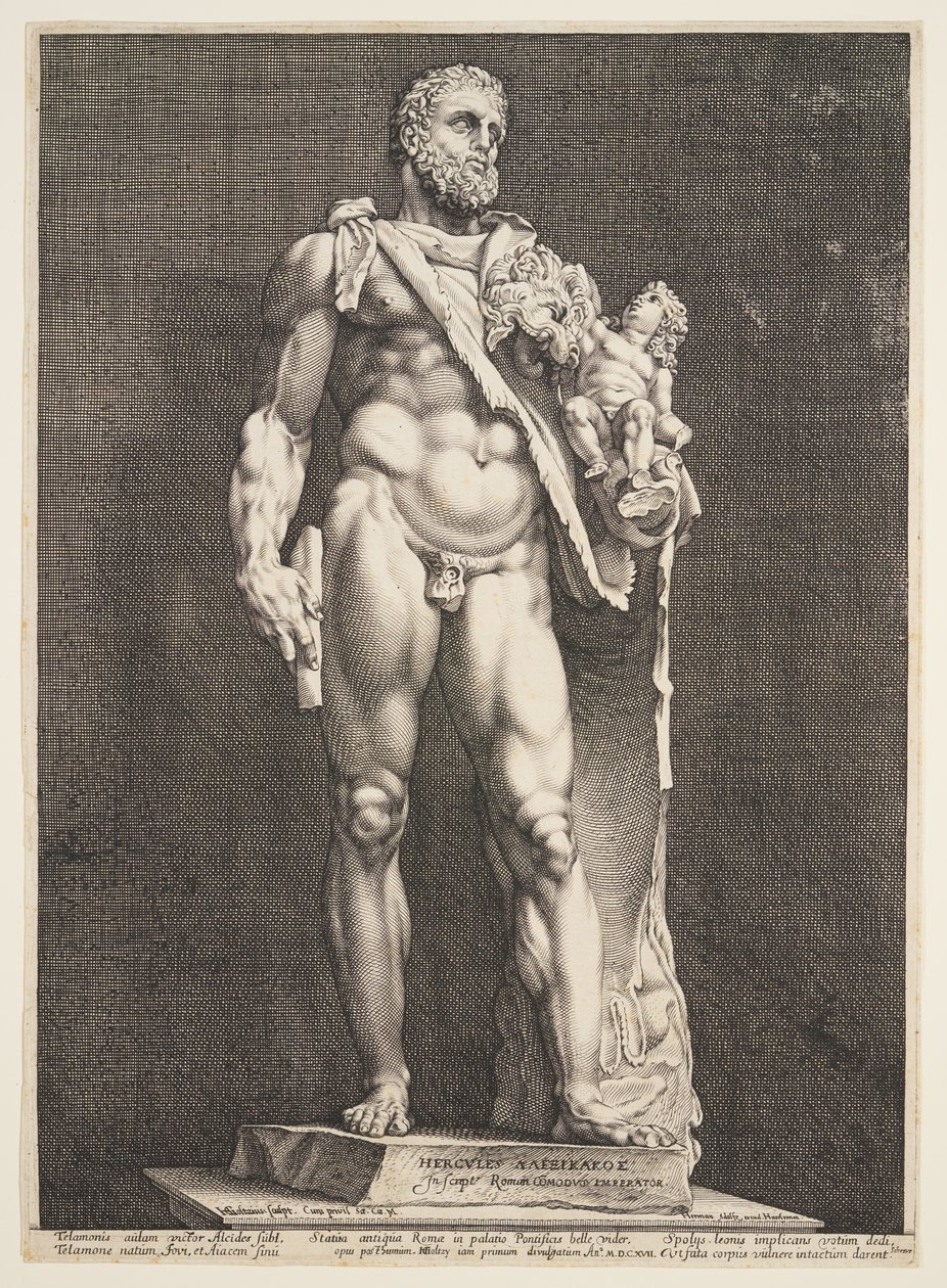Commodus császár mint Herkules, a három híres római antik szobor közül alkotó: Hendrick Goltzius