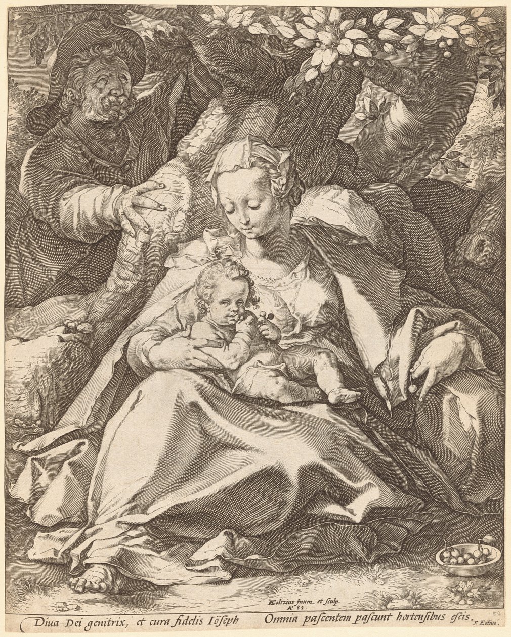 A Szent Család egy cseresznyefa alatt alkotó: Hendrick Goltzius