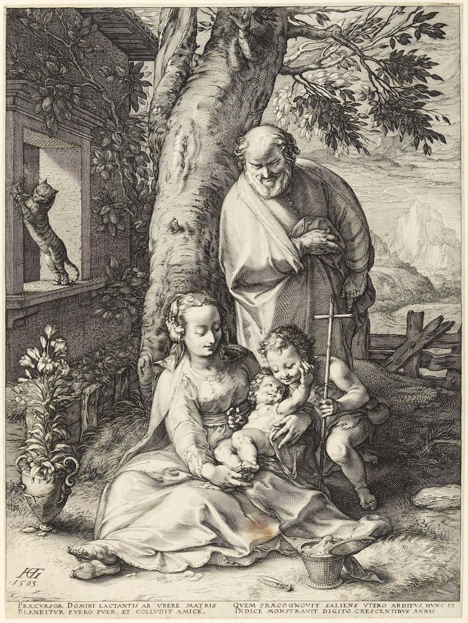 A Szent Család a csecsemő Keresztelő Jánossal alkotó: Hendrick Goltzius