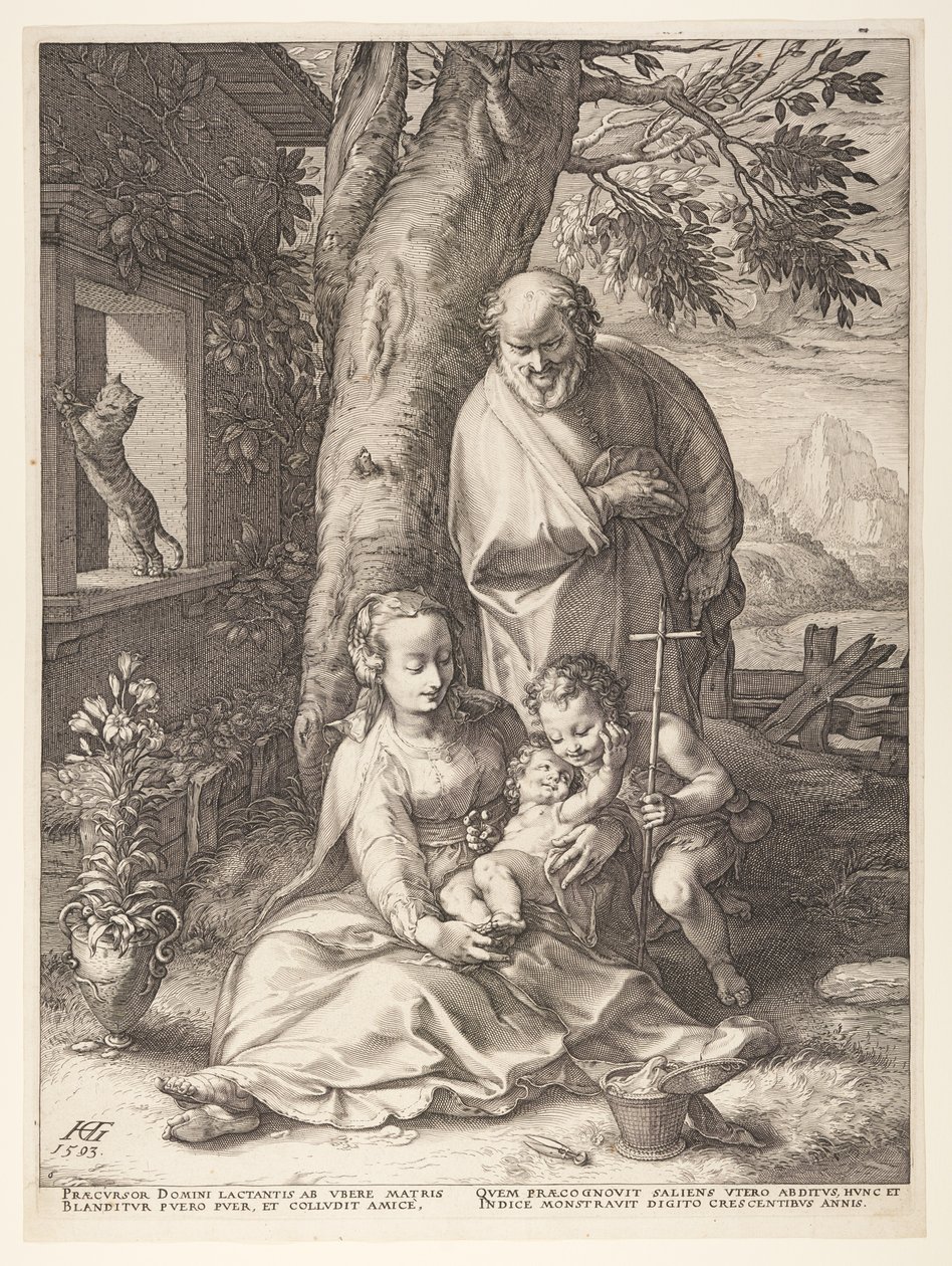 A Szent Család Keresztelő János csecsemővel, Krisztus születése és korai élete című könyvből. alkotó: Hendrick Goltzius