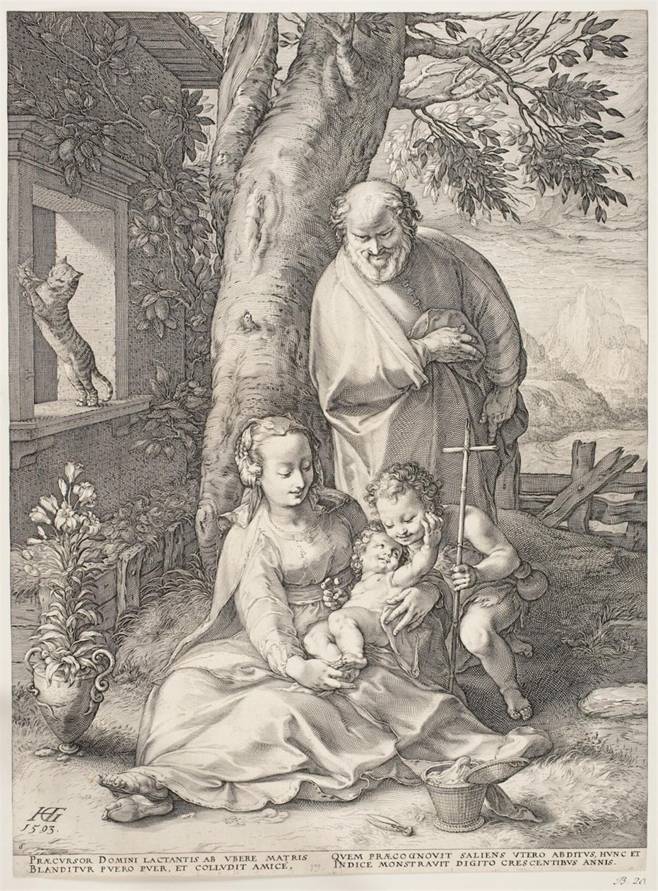 A Szent Család a fiatal Keresztelő Szent Jánossal alkotó: Hendrick Goltzius