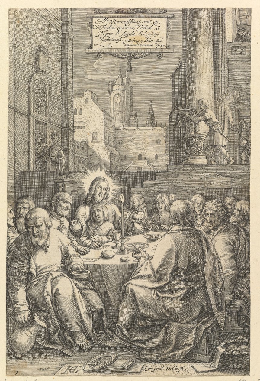 „Az utolsó vacsora”, a „Krisztus szenvedései” című filmből alkotó: Hendrick Goltzius
