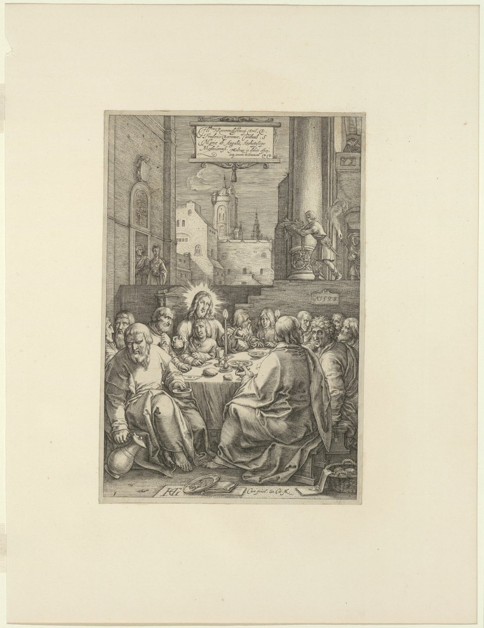 Az utolsó vacsora, első tányér a Krisztus szenvedéséből alkotó: Hendrick Goltzius