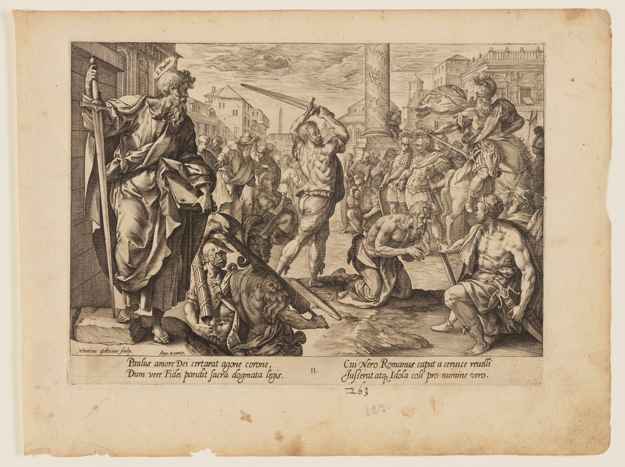 Szent Pál mártíromsága, a Krisztus és az apostolok mártíromsága című könyvből. alkotó: Hendrick Goltzius