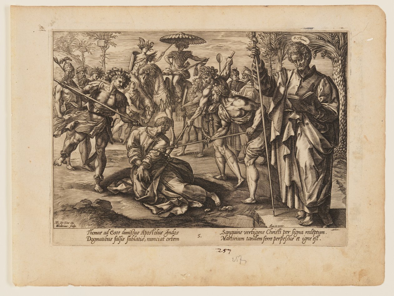 Szent Tamás mártíromsága, Krisztus és az apostolok mártíromságából alkotó: Hendrick Goltzius