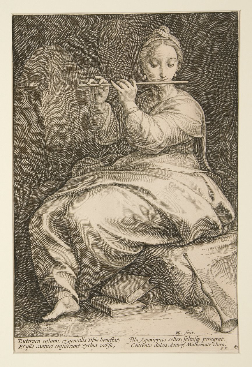 A kilenc múzsa: Euterpe, 6. a 9-es sorozatban alkotó: Hendrick Goltzius