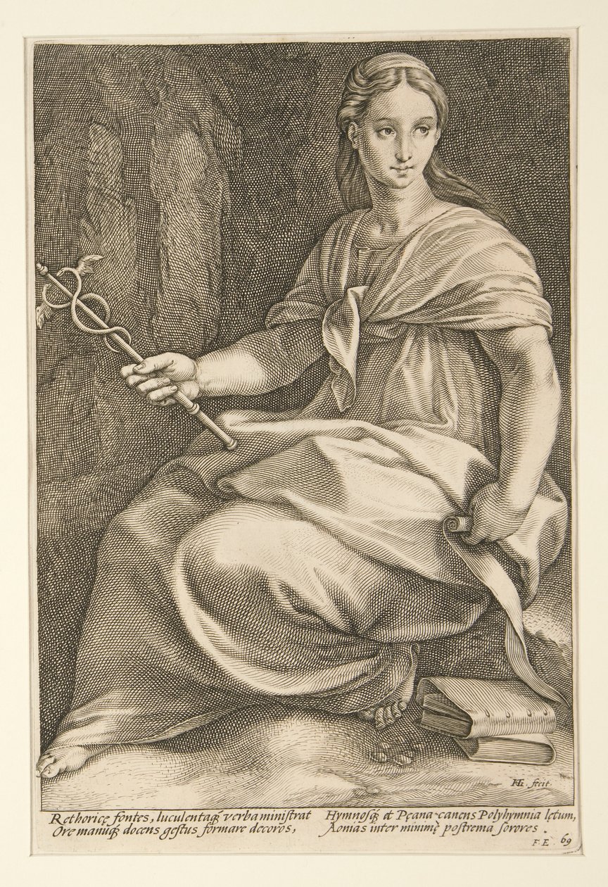 A kilenc múzsa: Polyhymnia, 8. a 9-es sorozatban alkotó: Hendrick Goltzius