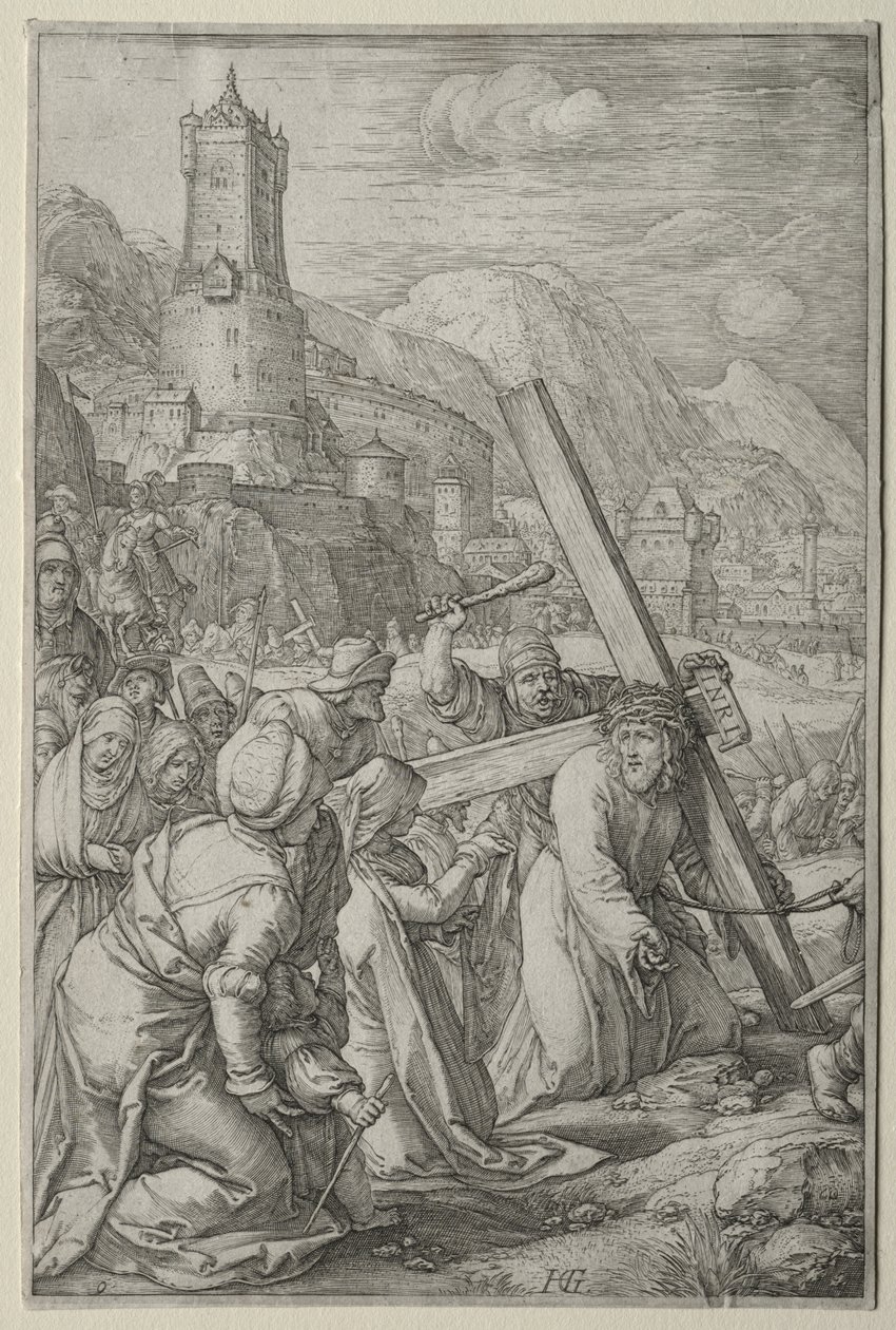 A szenvedés: Krisztus a keresztet hordozó alkotó: Hendrick Goltzius