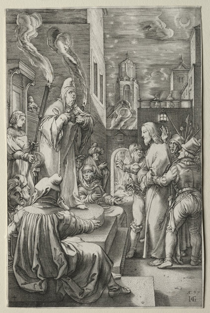 A szenvedés: Krisztus Kajafás előtt alkotó: Hendrick Goltzius