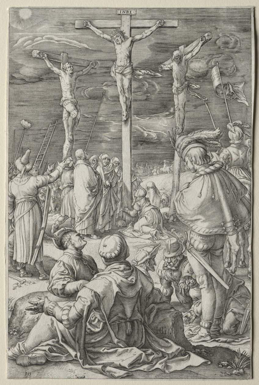 A passió: a keresztes Krisztus a két tolvaj között alkotó: Hendrick Goltzius