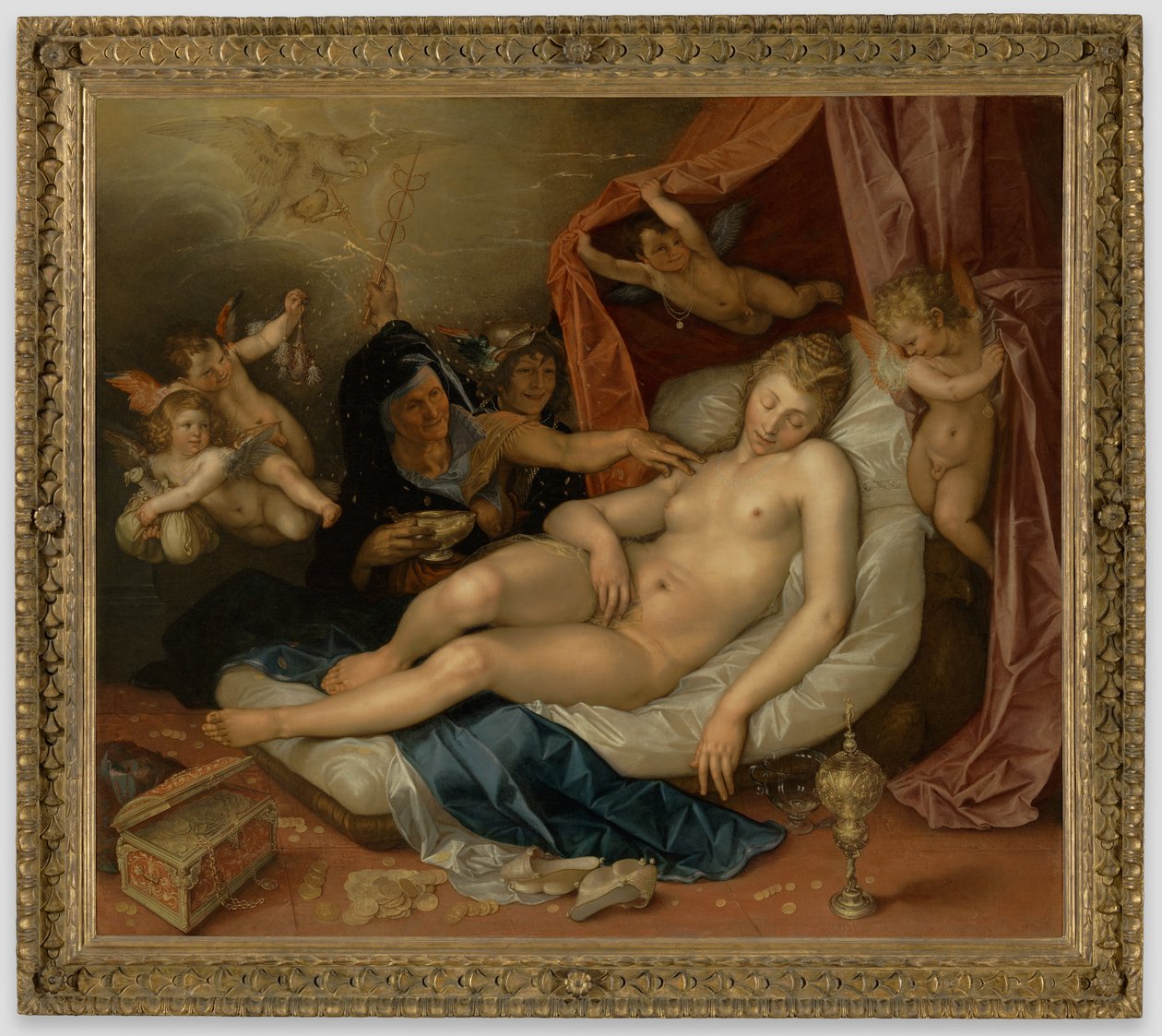 Az alvó Danaét Jupiter számára előkészítik alkotó: Hendrick Goltzius